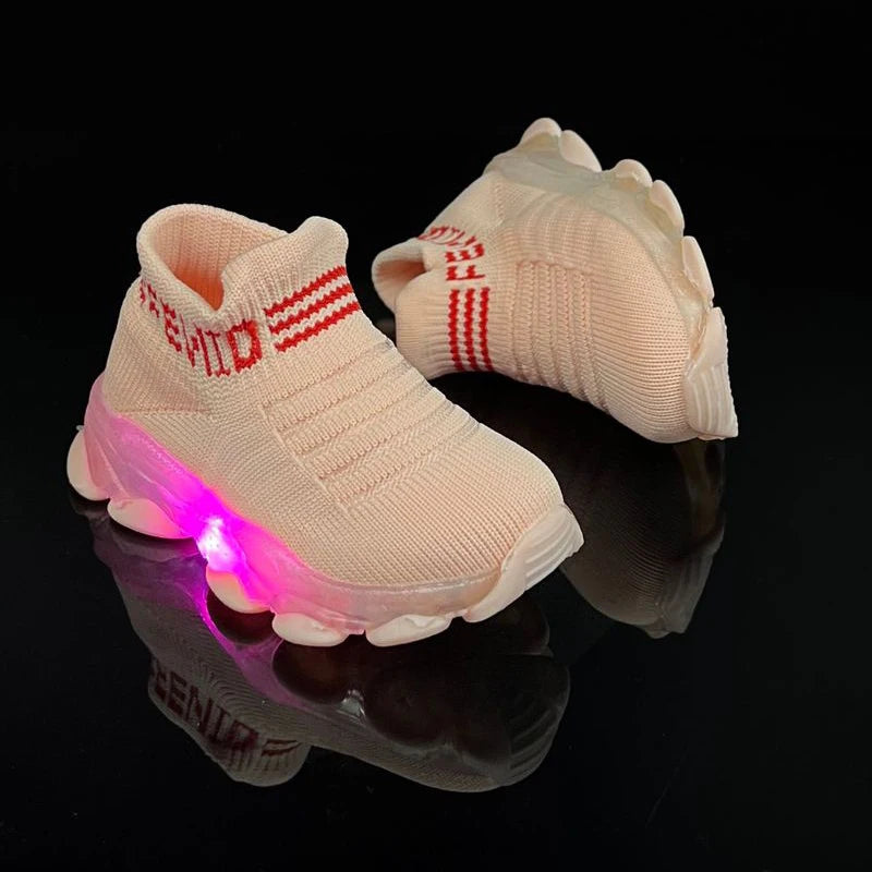 LED Light-Up Kids Sneakers - High-Top Slip-On Shoes for Boys & Girls