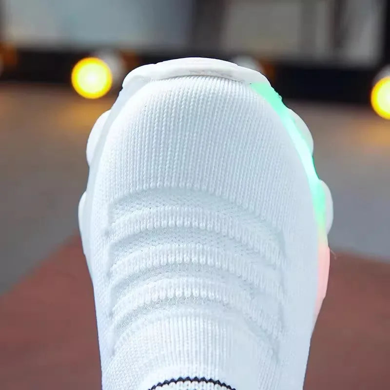 LED Light-Up Kids Sneakers - High-Top Slip-On Shoes for Boys & Girls