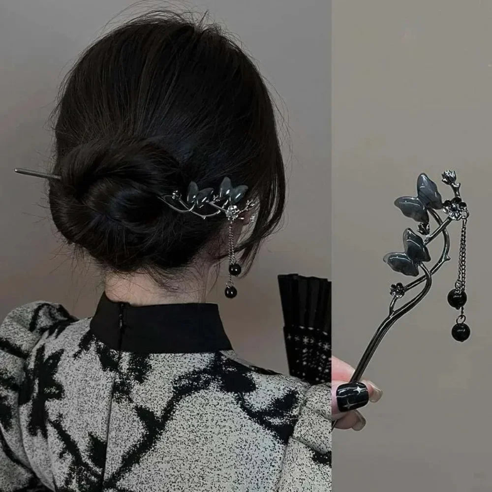 Chinesischer Haarstab, Leuchtende Lotuslaterne mit Quaste NOOR08