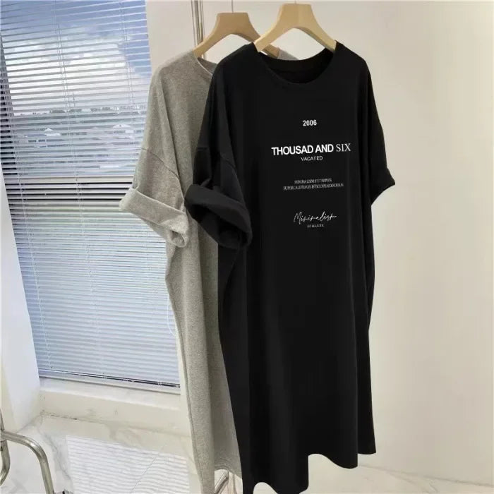 Lässiges Oversize-Kleid für Damen aus Baumwolle und Milchseide NOOR08