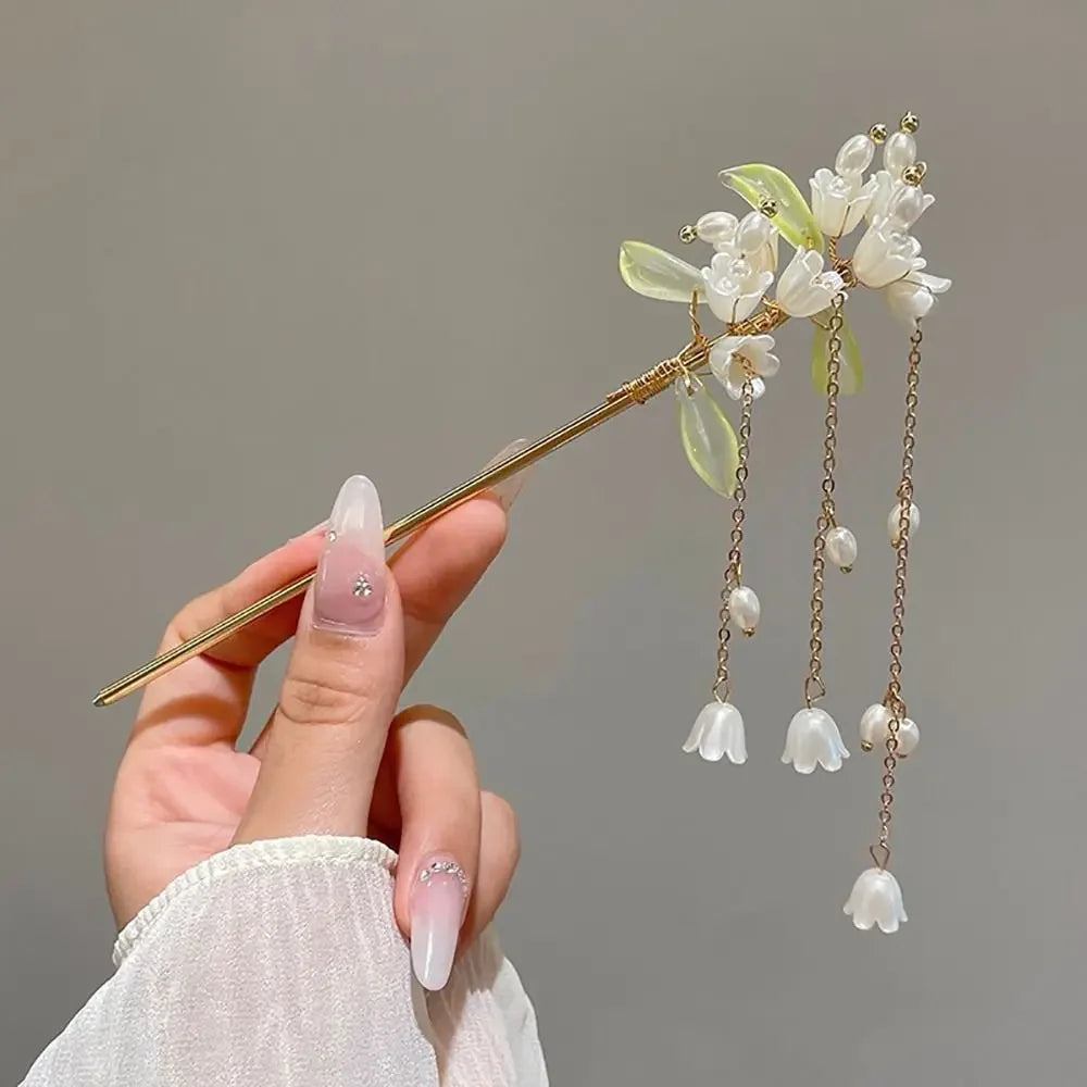 Chinesischer Haarstab, Leuchtende Lotuslaterne mit Quaste NOOR08