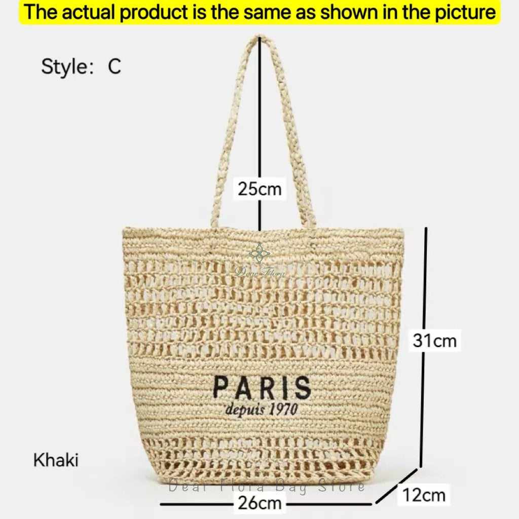 Modische Damen-Stroh-Schultertasche, Luxus-Design, Sommer NOOR08