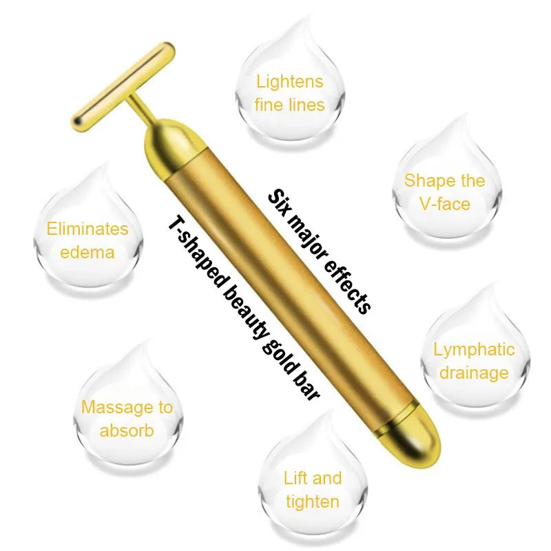 24K Gold Gesichtsmassagegerät, T-förmig, elektrisch NOOR08