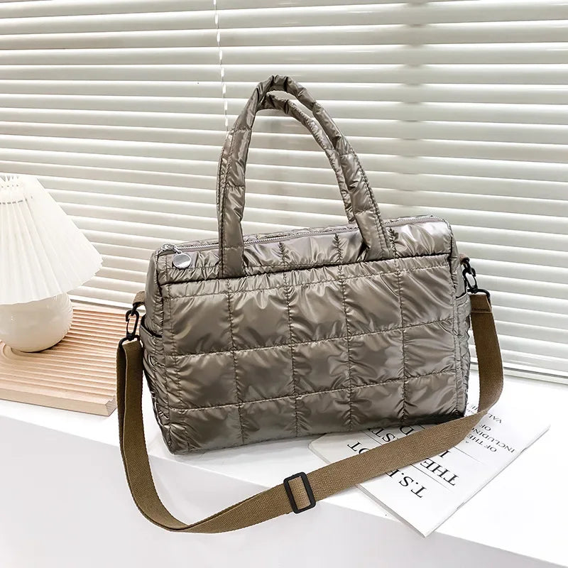 Damen Winter Tote | Stepp Nylon Schulter & Crossbody Handtasche NOOR08