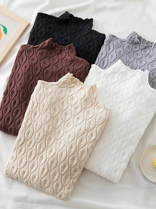AOSSVIAO 2025: Warmer, schmal geschnittener Rollkragenpullover für Damen. Herbst- und Winter-Pullover, weicher Strick-Jumper, der sich ideal für feminine Looks eignet.

