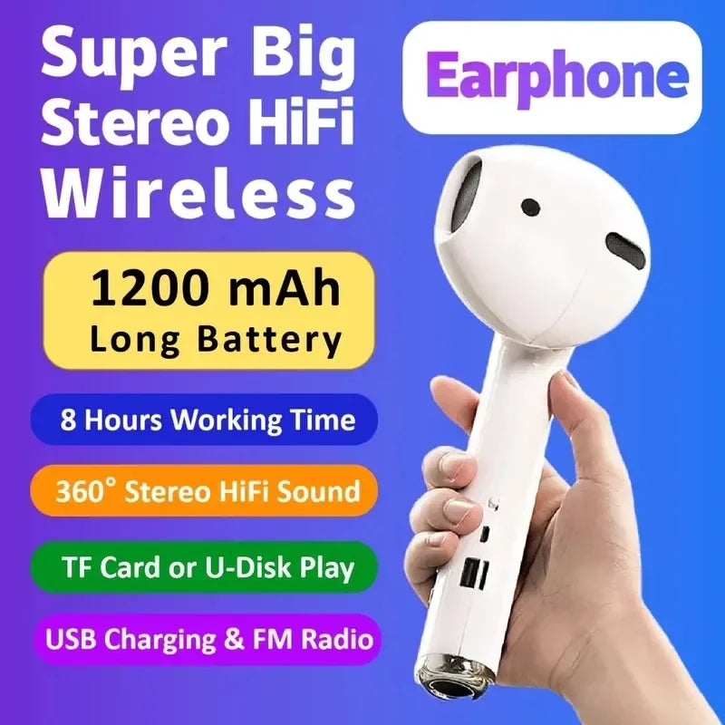 Wacky Riesenkopfhörer-Lautsprecher – Kabelloser Bluetooth Subwoofer mit USB & SD-Kartenleser NOOR08