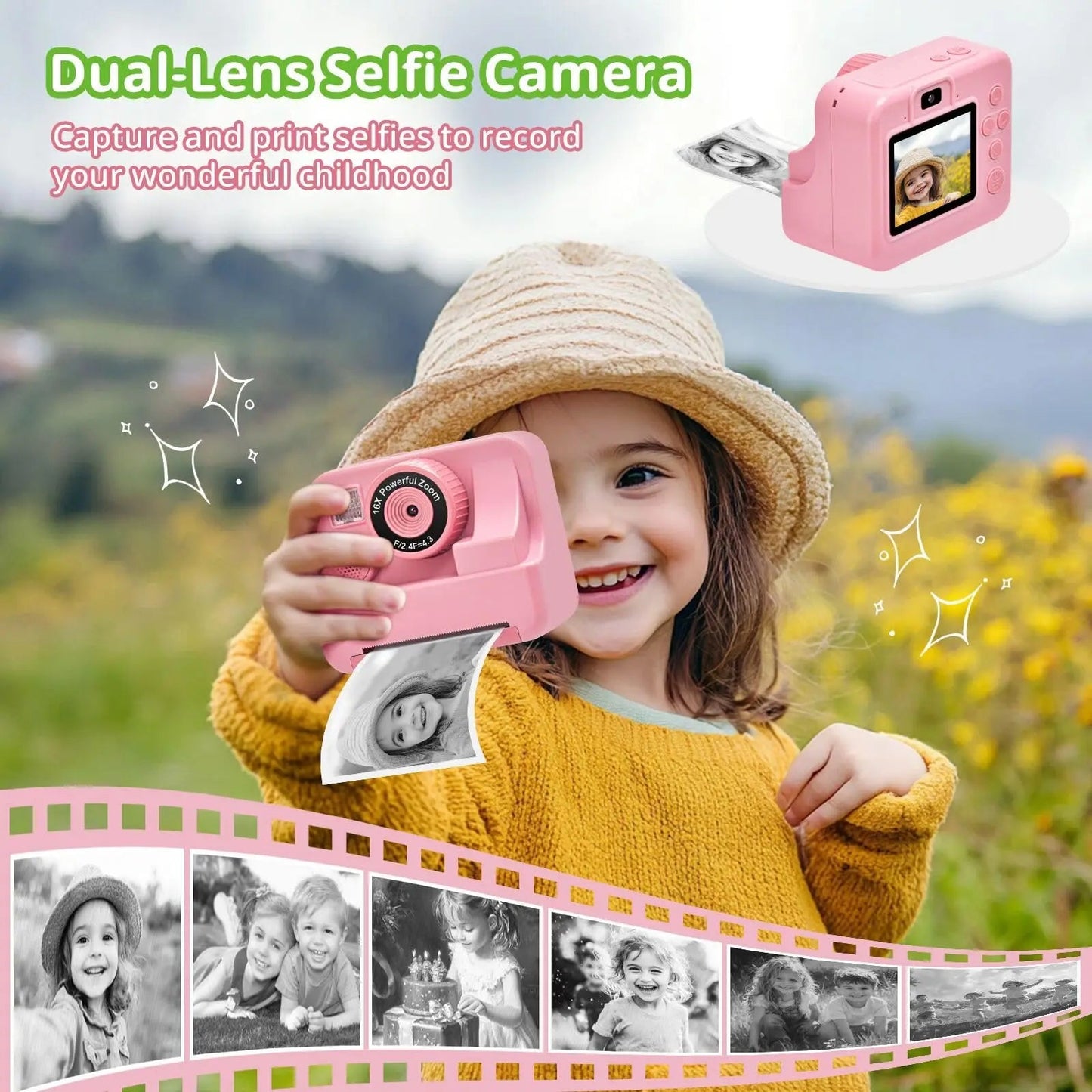 1080P Kinderkamera mit Sofortdruck | Für Fotos, Videos & Spiele NOOR08