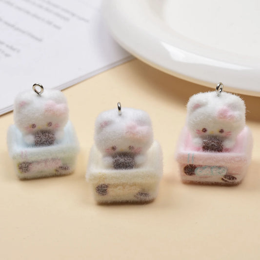 Niedliche 3D Kawaii Harzanhänger im Cartoon-Keks-Katzen-Design. Ideal für DIY Schmuck, Schlüsselanhänger und kreative Bastelprojekte.
