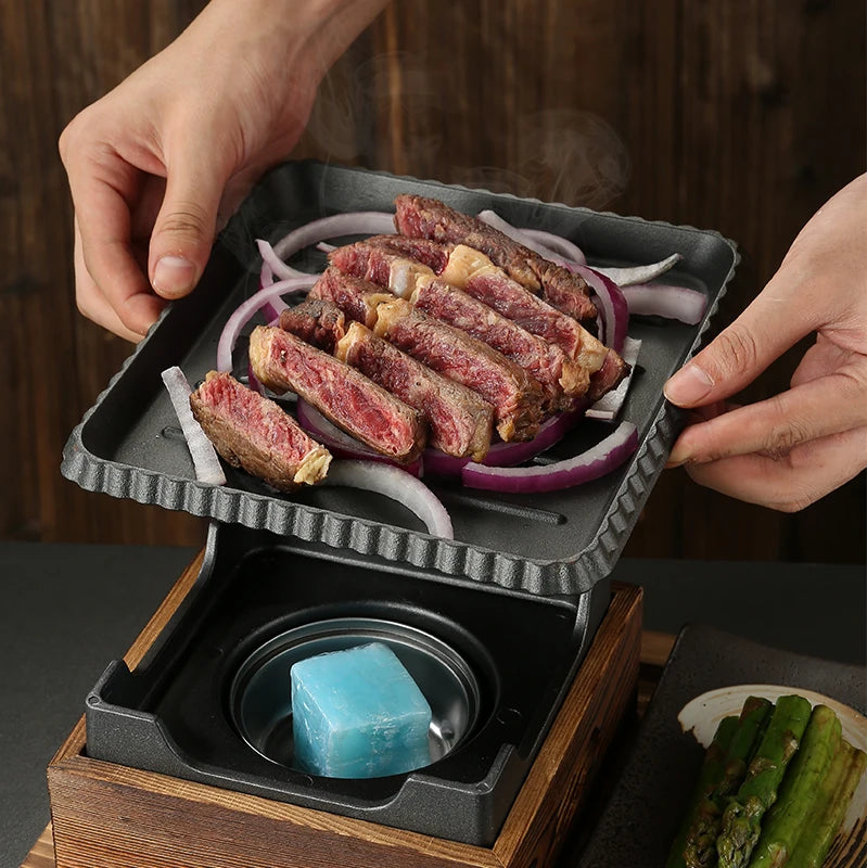 Japanischer Gusseisenofen – Quadratischer Tischofen zum Heizen & Warmhalten NOOR08