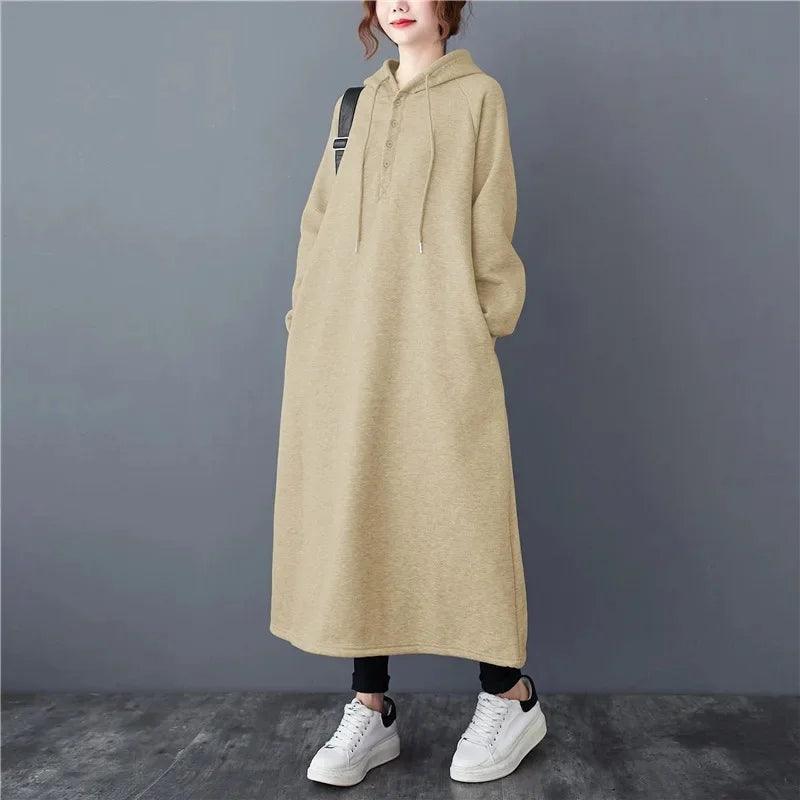 Kuscheliges Oversize Sweatshirt-Kleid mit Kapuze im Korea-Stil NOOR08