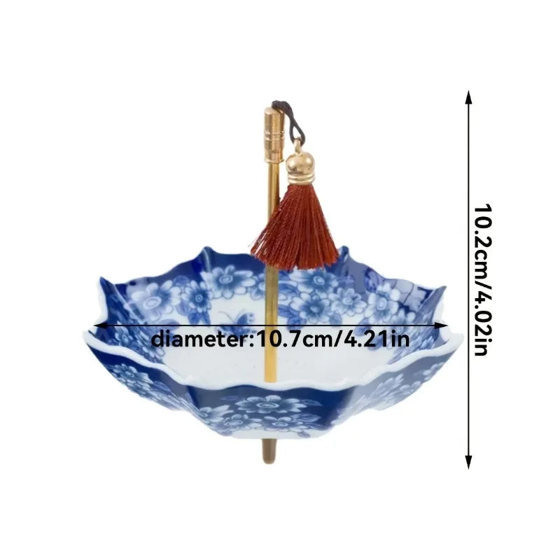 Kung Fu Teesieb aus Keramik | Blau-weißes Design mit Quasten NOOR08