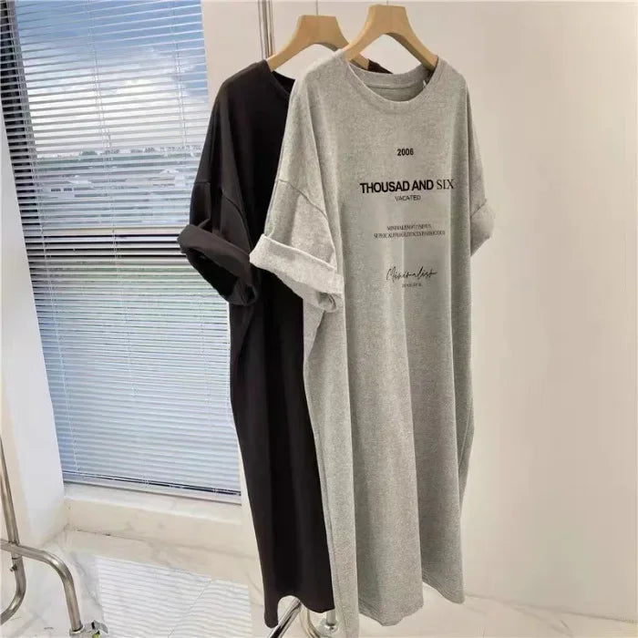 Lässiges Oversize-Kleid für Damen aus Baumwolle und Milchseide NOOR08