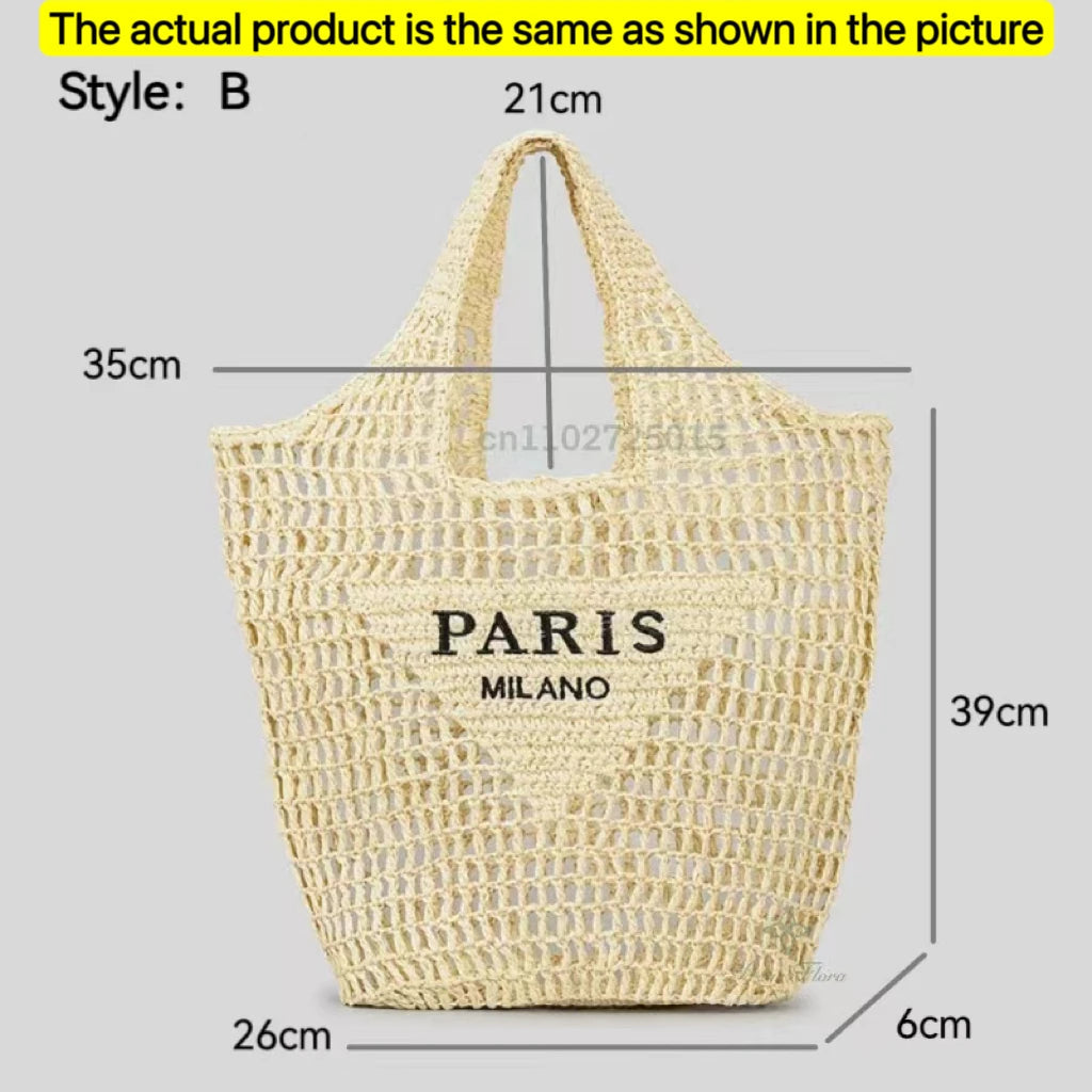 Modische Damen-Stroh-Schultertasche, Luxus-Design, Sommer NOOR08