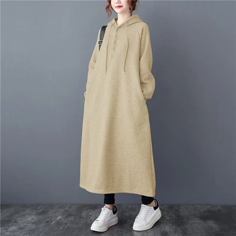 Kuscheliges Oversize Sweatshirt-Kleid mit Kapuze im Korea-Stil NOOR08