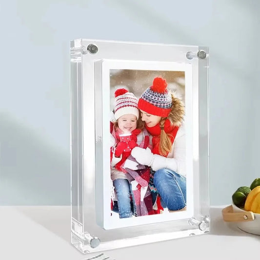 Acryl Digitaler Bilderrahmen 5/7 Zoll – Kabellos mit Akku & IPS Display
