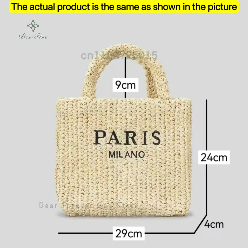 Modische Damen-Stroh-Schultertasche, Luxus-Design, Sommer NOOR08