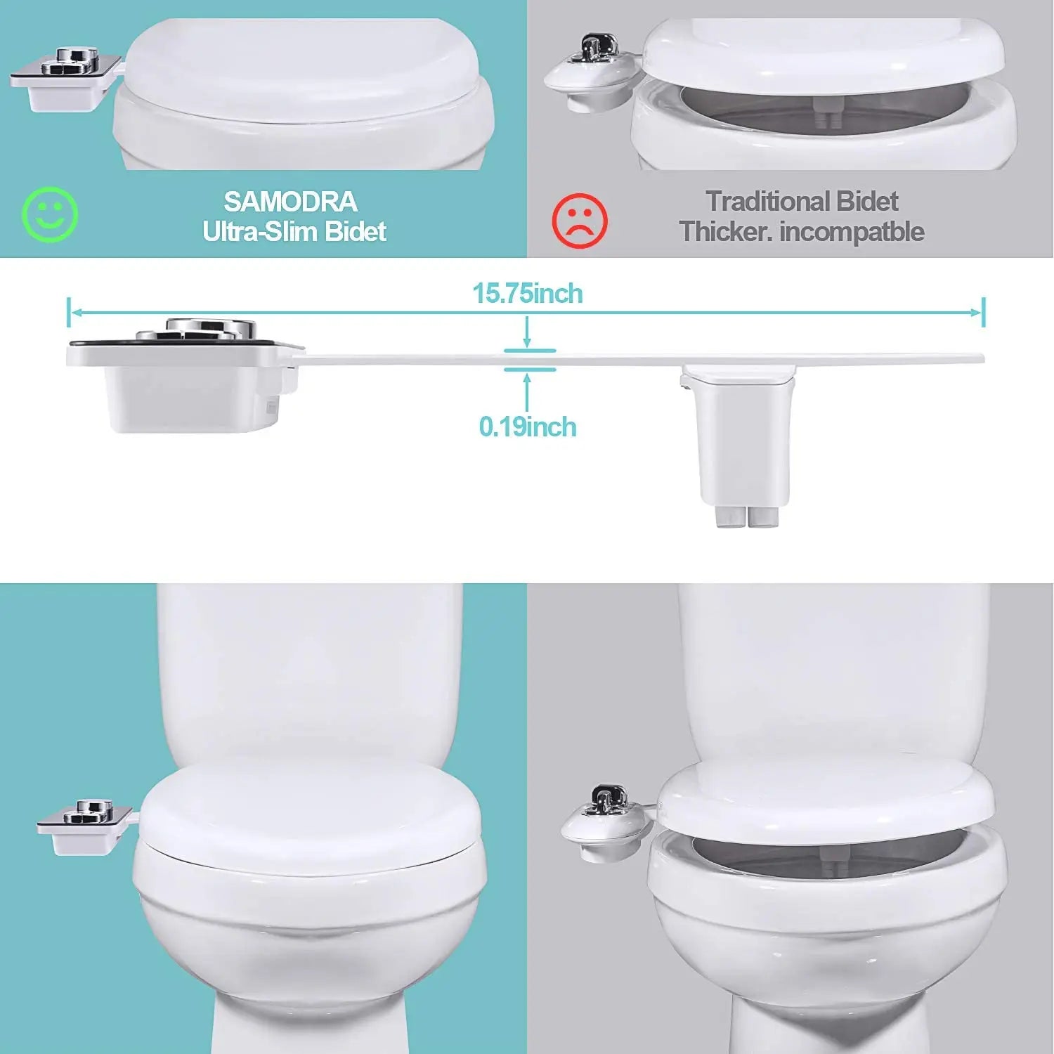 Bidet-Aufsatz mit Doppeldüse | Selbstreinigend für Hygiene NOOR08