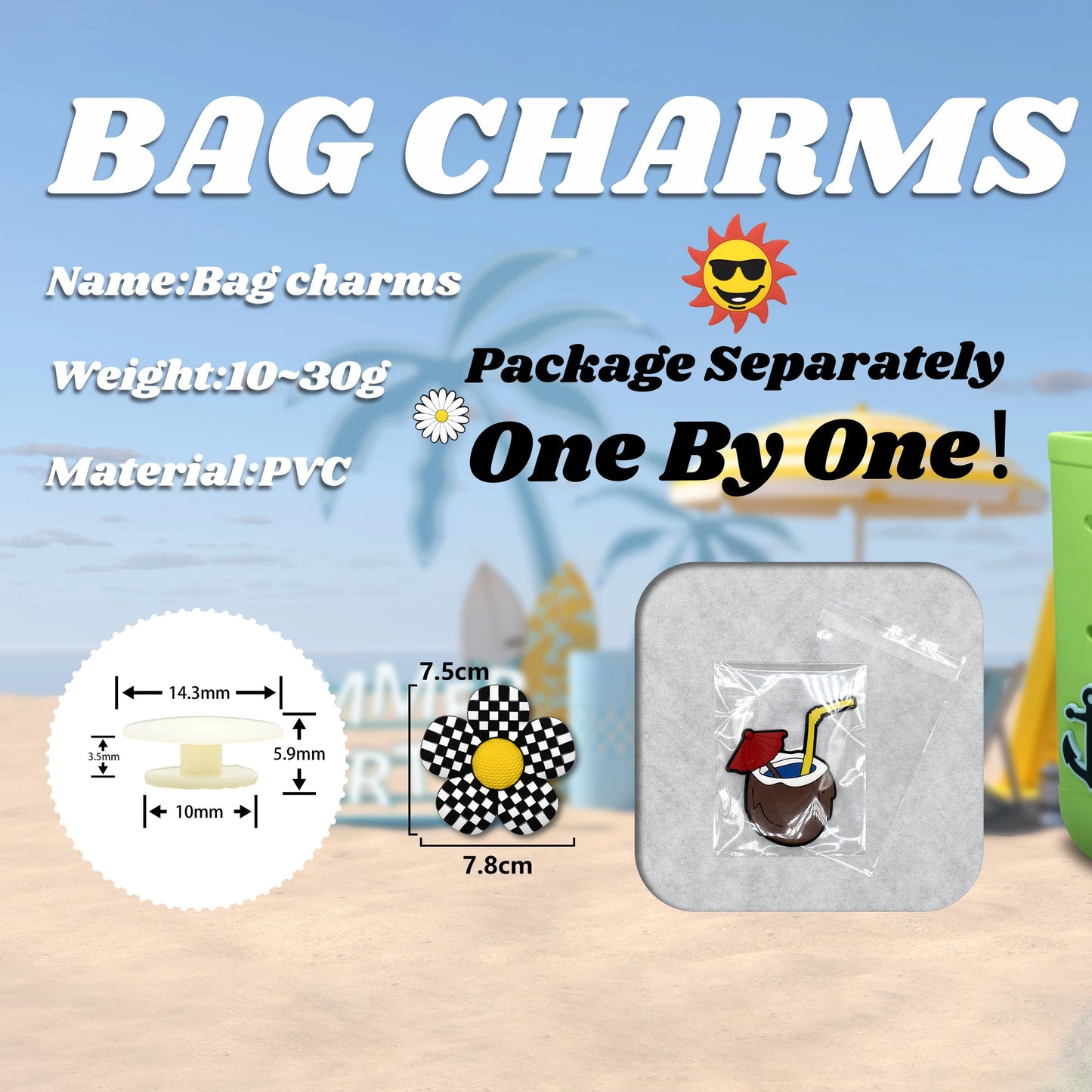 Weißer römischer Alphabet-Charm für Strandtaschen-Accessoires NOOR08
