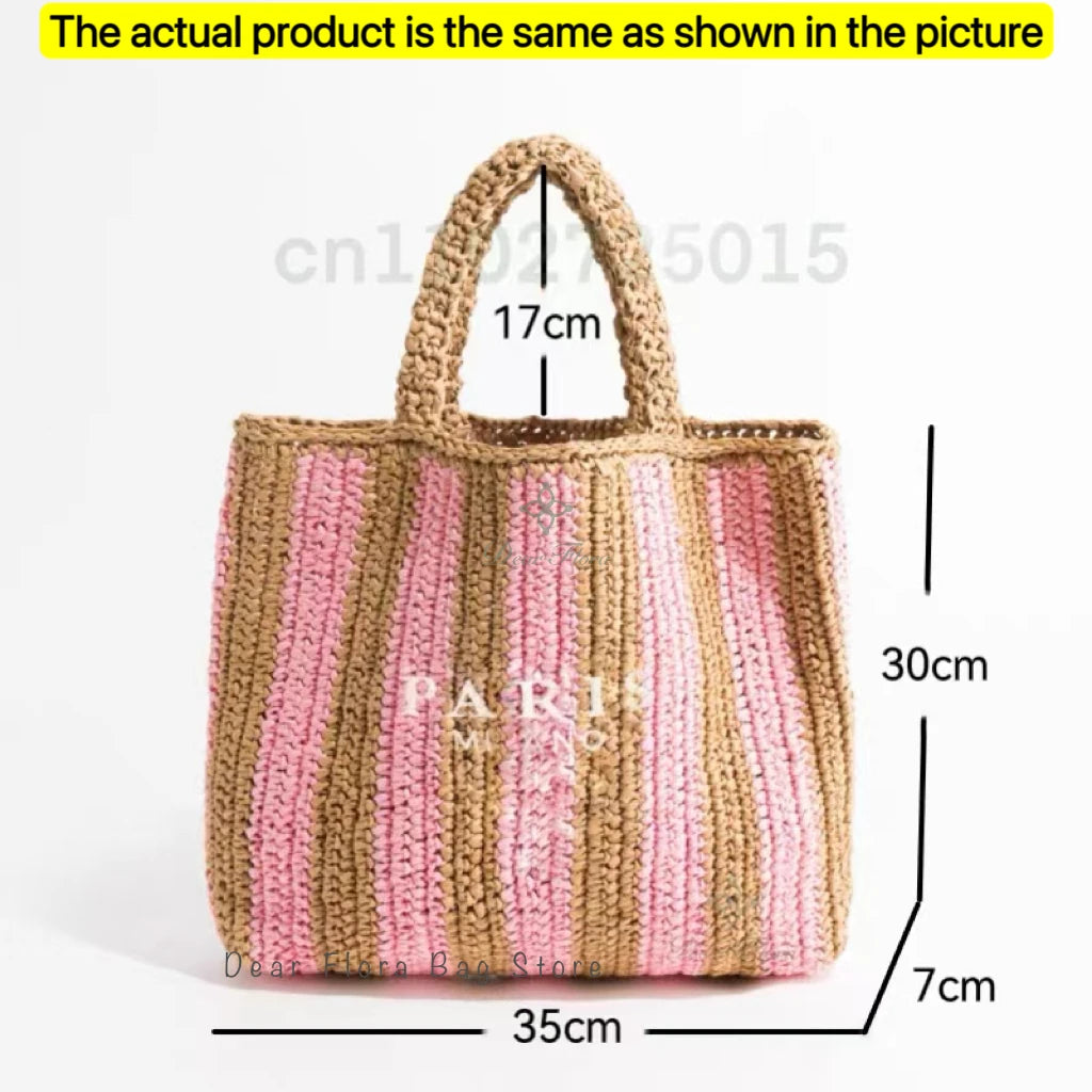 Modische Damen-Stroh-Schultertasche, Luxus-Design, Sommer NOOR08