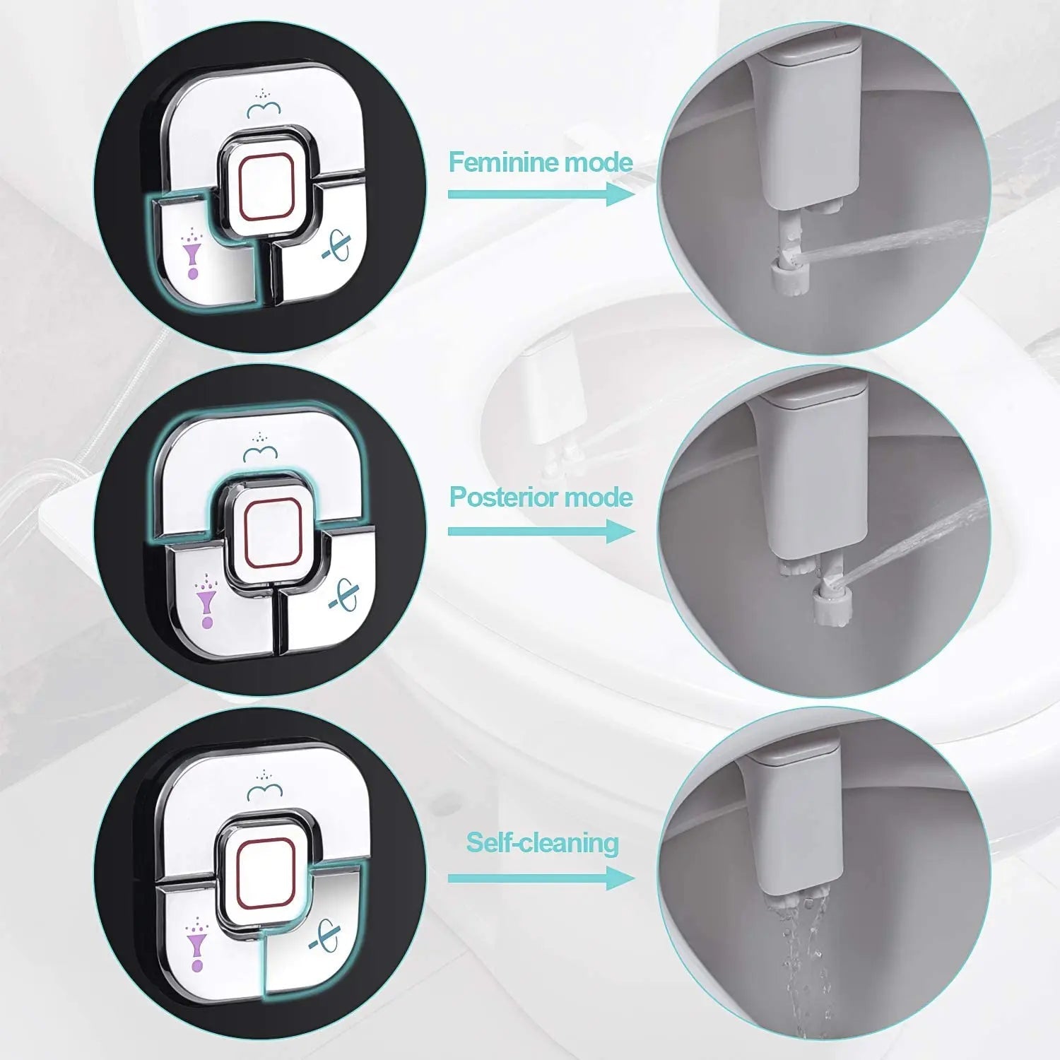 Bidet-Aufsatz mit Doppeldüse | Selbstreinigend für Hygiene NOOR08