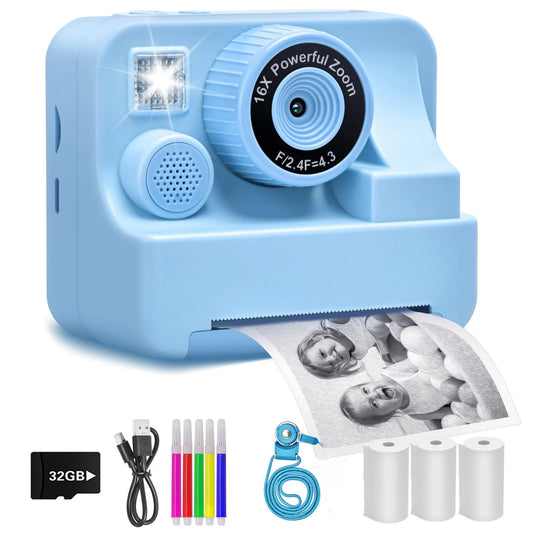 Digitale HD-Kamera mit Sofortdruck, Spielen & Videoaufnahme. Perfektes Geschenk für Jungen & Mädchen ab 3 Jahren.

