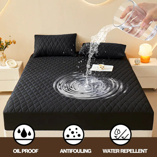 Wasserdichter & Gesteppter Matratzenschoner | Fester Bezug für Queen- & King-Size Betten (Ohne Kissenbezug)