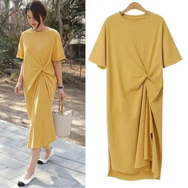 Einfarbiges Damenkleid im Korea-Stil, Französisches Design NOOR08