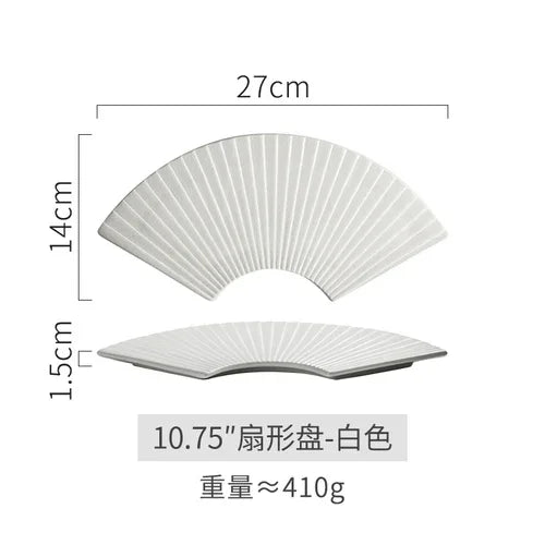 Japanisches Sushi-Teller-Set – Matte Keramik Fächerplatten (4 Stk) NOOR08