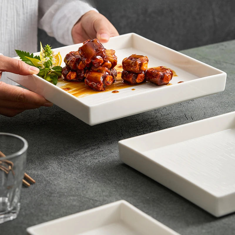 Quadratische Keramikplatte – Edles Tafelservice für Steak & Snacks NOOR08