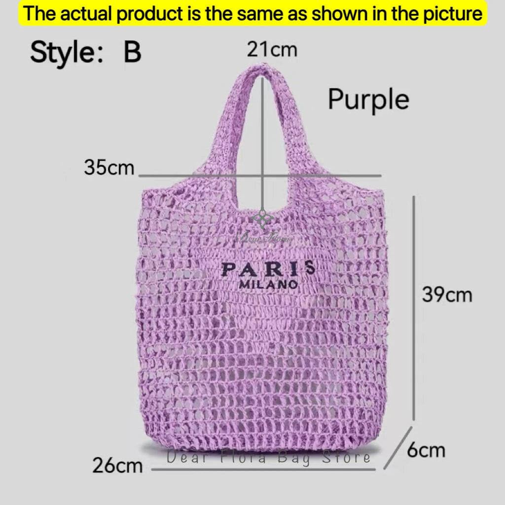 Modische Damen-Stroh-Schultertasche, Luxus-Design, Sommer NOOR08