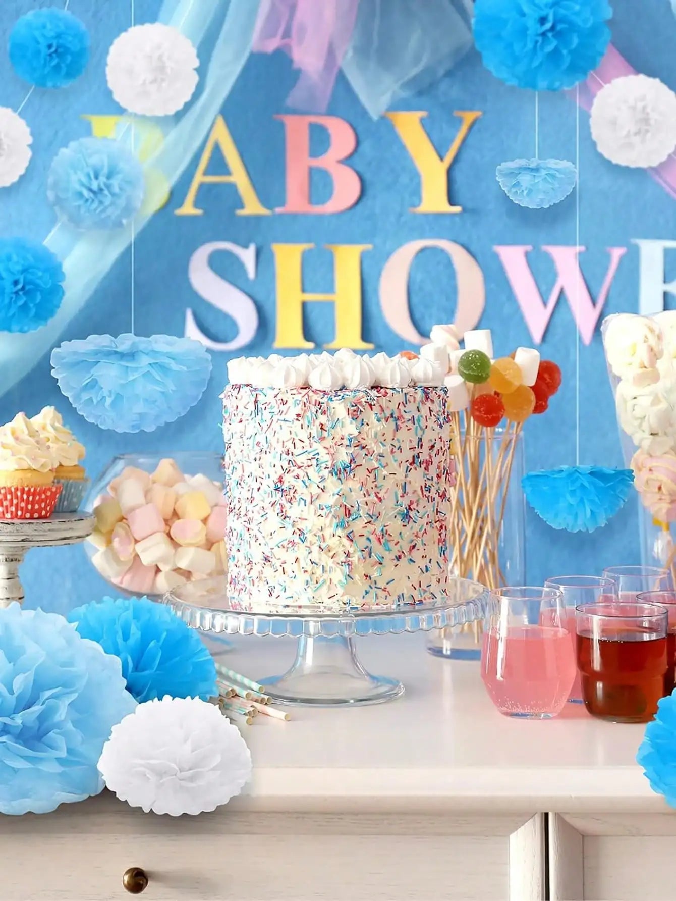 Blaue Papier Pom Poms | Blumenbälle für Hochzeit & Party NOOR08