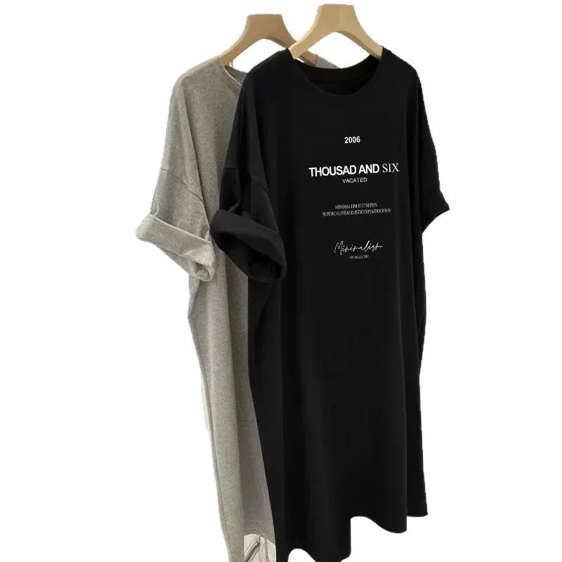 Lässiges Oversize-Kleid für Damen aus Baumwolle und Milchseide NOOR08