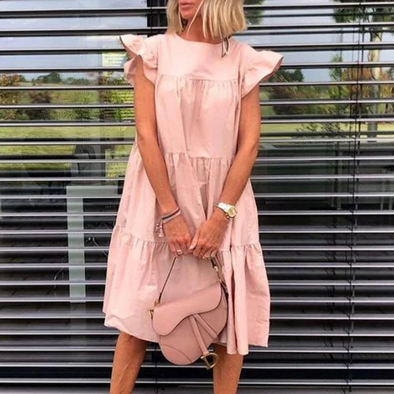 Elegantes Damen-Sommerkleid mit Rüschen, Strandkleid, Vintage-Stil NOOR08