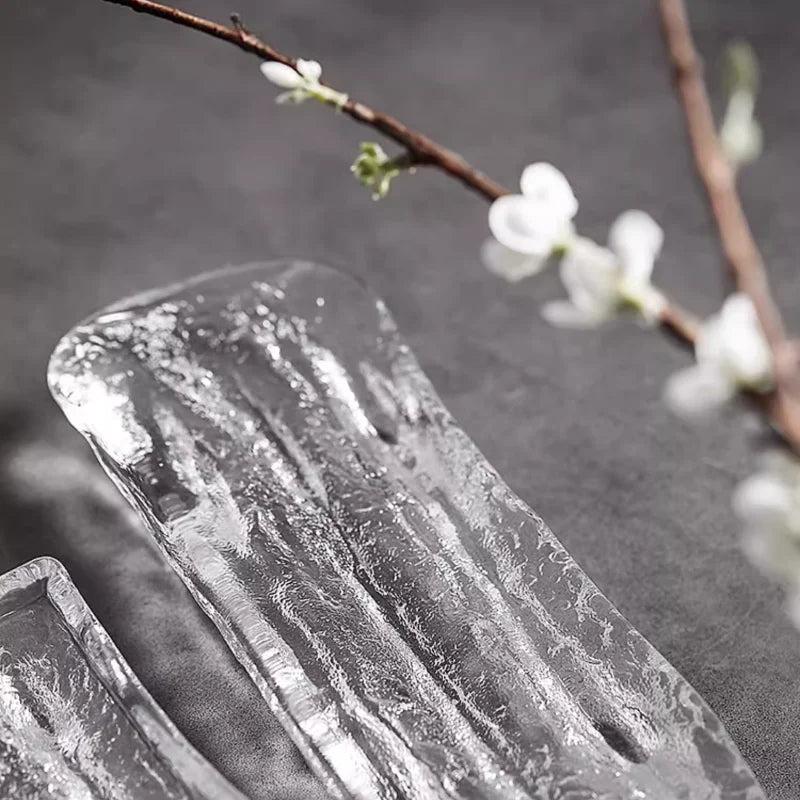 Japanische Glas-Sashimi-Platte – "Eisfluss" Sushi-Teller für Zuhause & Restaurant NOOR08