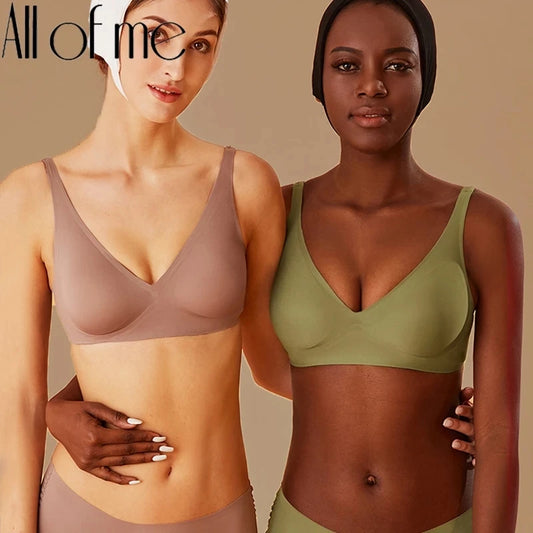 Ein nahtloser, bügelloser Damen-BH, der den ganzen Tag Komfort bietet. Weiche, sexy und intime Unterwäsche, ideal als Lingerie oder für den täglichen Gebrauch.

