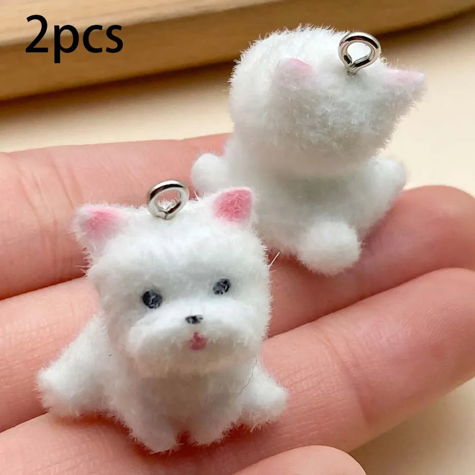 Mix 2/5 Stück Harz Beflockung Hund Anhänger DIY Schmuck NOOR08