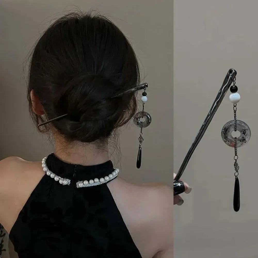 Chinesischer Haarstab, Leuchtende Lotuslaterne mit Quaste NOOR08