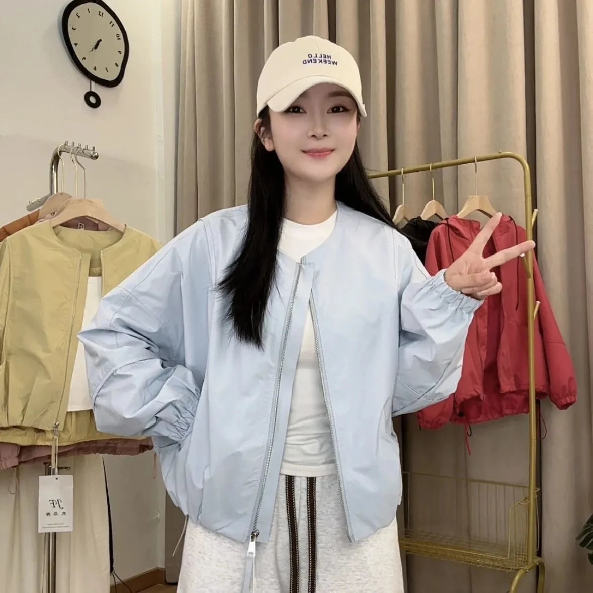 Koreanische, kurze Trenchcoat-Jacke, locker, Frühling/Herbst NOOR08