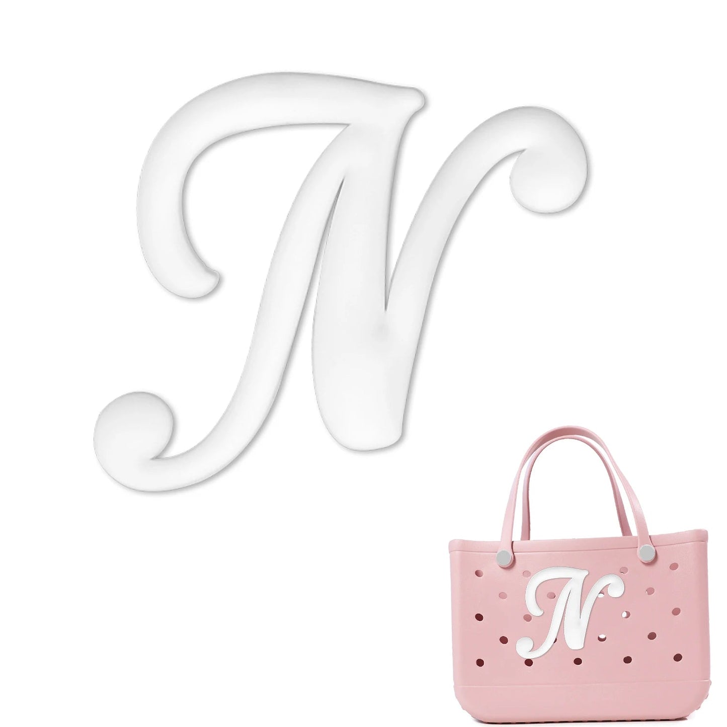 Weißer römischer Alphabet-Charm für Strandtaschen-Accessoires NOOR08