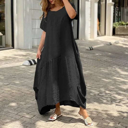 Langes weißes Baumwollkleid für Damen, lässiges Sommer-Oversize NOOR08
