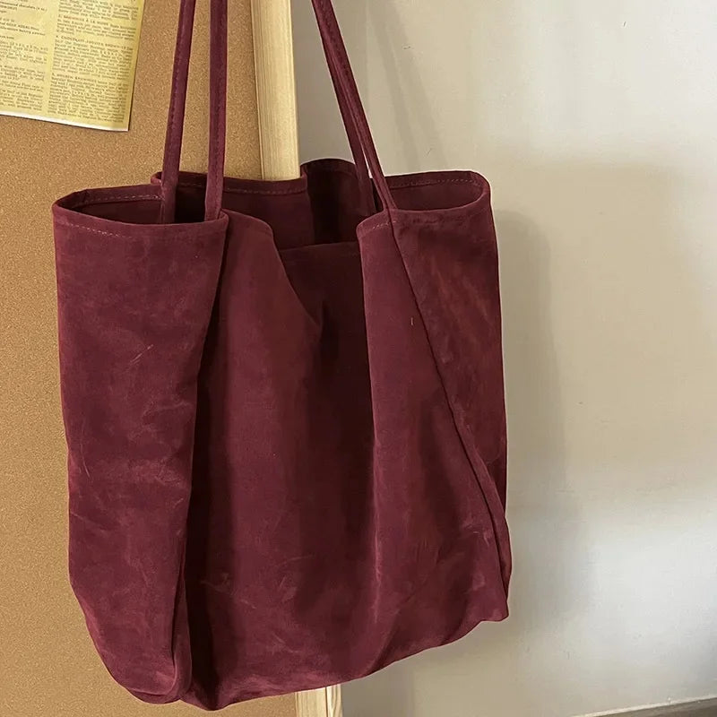 Herbst/Winter Schultertasche Wildleder Groß Kapazität NOOR08