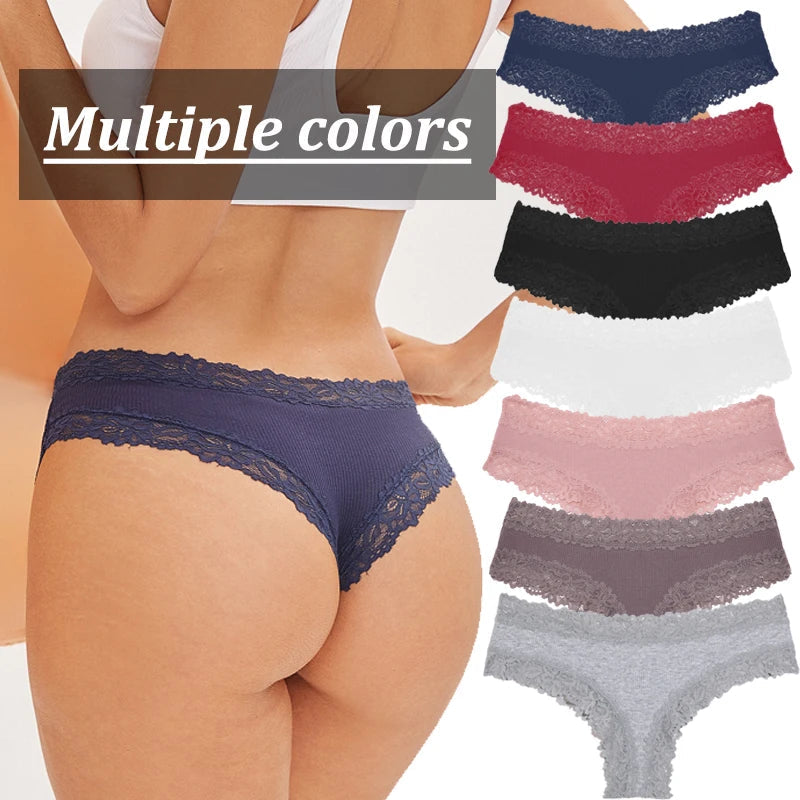 Damen-Panties, Spitze, Baumwolle, Low-Rise, Brasilianischer Stil NOOR08