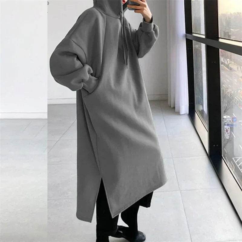 Langer Hoodie, Damen, Herbst/Winter, dicker Pullover NOOR08