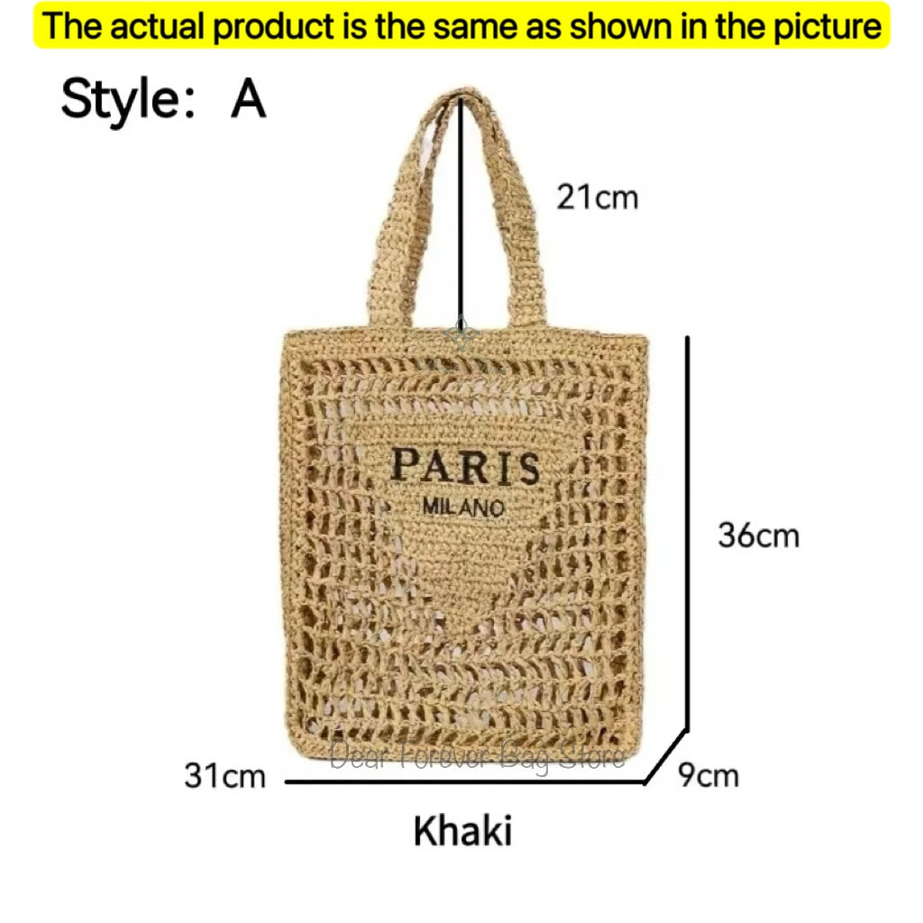 Modische Damen-Stroh-Schultertasche, Luxus-Design, Sommer NOOR08