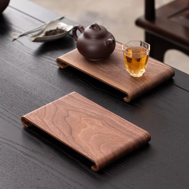 Japanisches Holztablett | Elegante Servierplatte aus Walnuss NOOR08