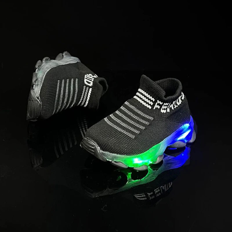 LED Light-Up Kids Sneakers - High-Top Slip-On Shoes for Boys & Girls