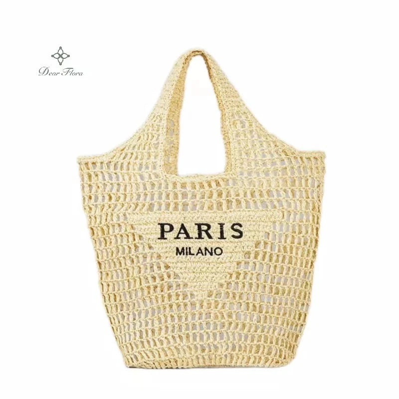 Modische Damen-Stroh-Schultertasche, Luxus-Design, Sommer NOOR08
