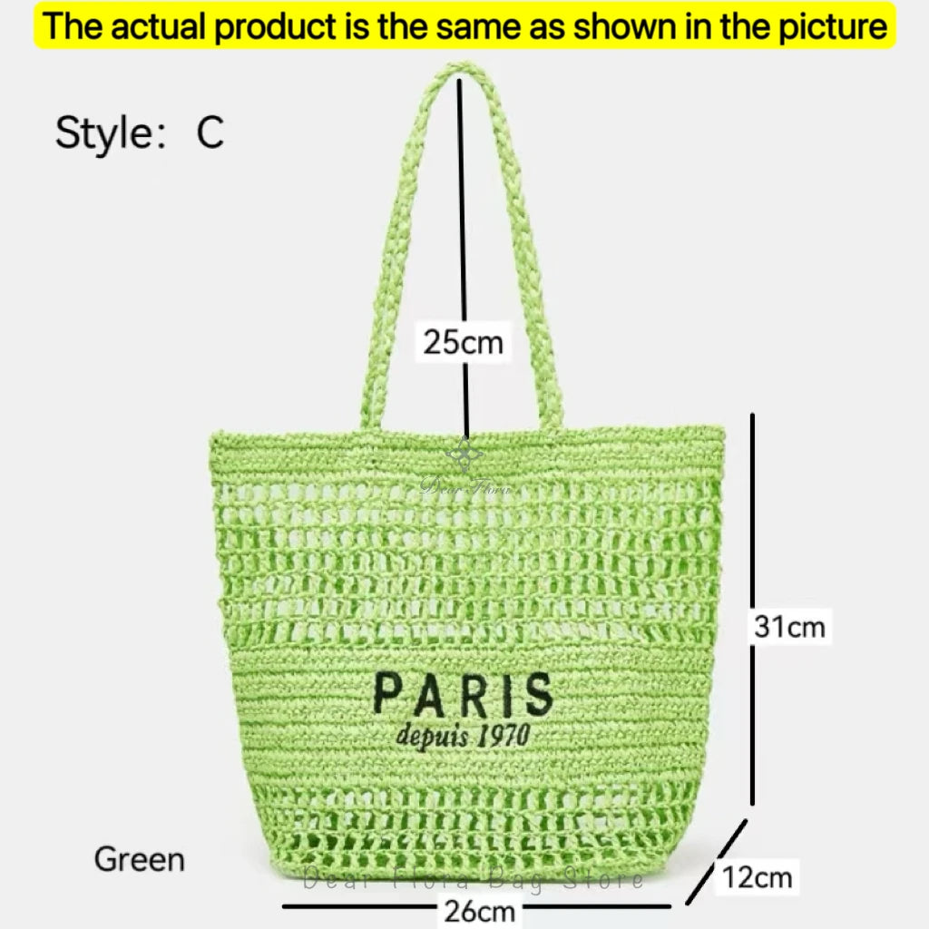 Modische Damen-Stroh-Schultertasche, Luxus-Design, Sommer NOOR08