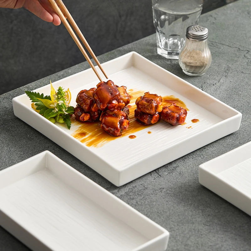Quadratische Keramikplatte – Hochwertiges Tafelservice für Steak & Snacks | Hotel- & Restaurantgeschirr