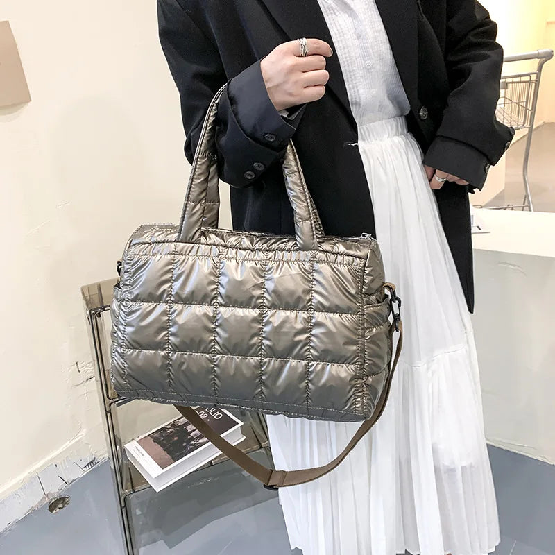 Damen Winter Tote | Stepp Nylon Schulter & Crossbody Handtasche NOOR08